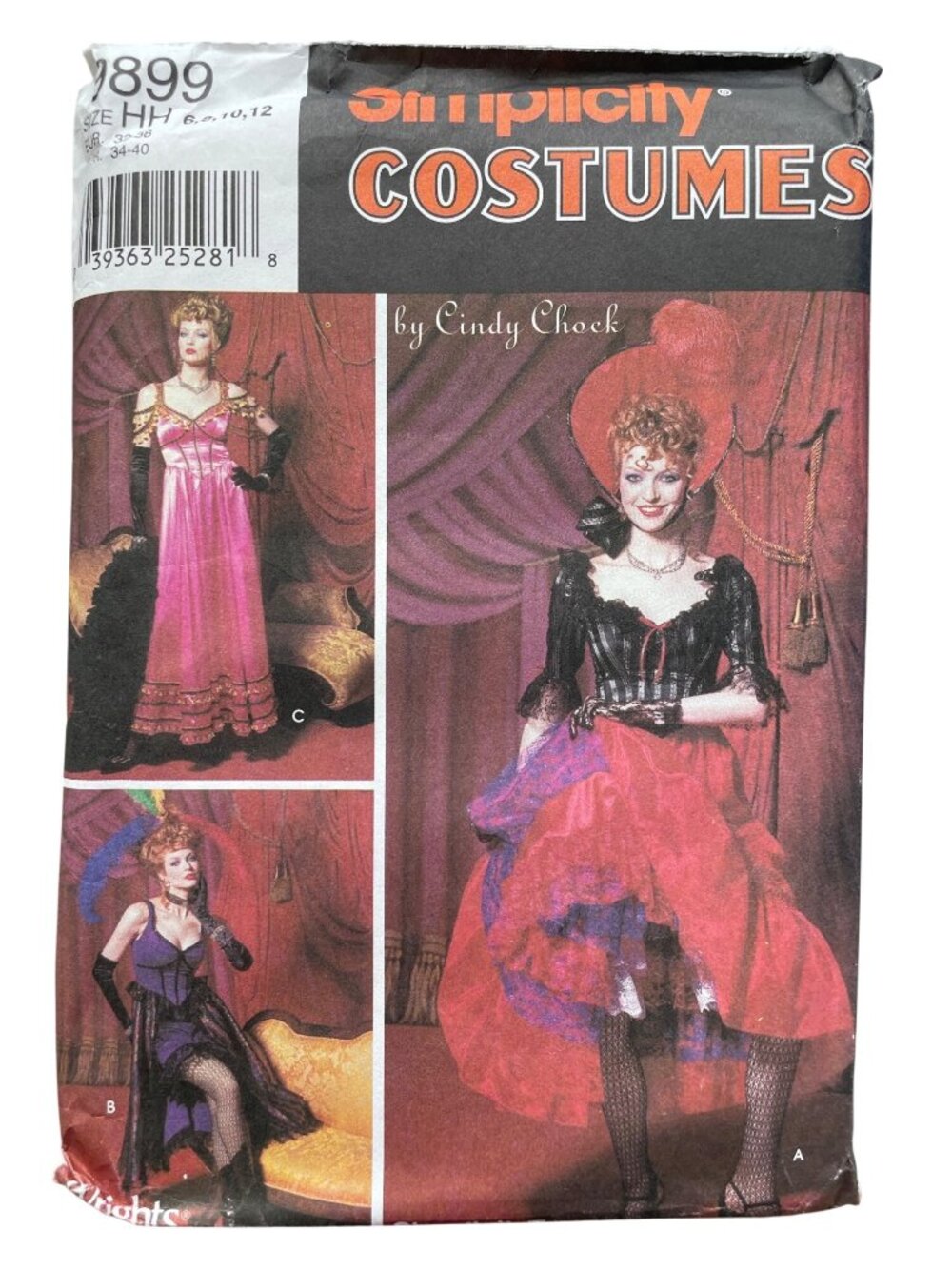 Simplicity 9899 Sewing Pattern Sizes 6-12 Saloon Girl Cindy Chock Victorian CUT